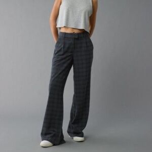 AE Poppy Trousers Stretch Wide-Leg Onyx Plaid